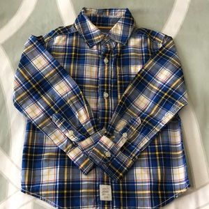 Carter's boys blue plaid button down shirt - 3T